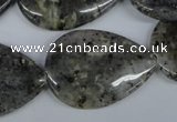 CMO23 15.5 inches 25*35mm flat teardrop moss quartz beads wholesale