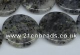 CMO27 15.5 inches 25mm flat round moss quartz beads wholesale