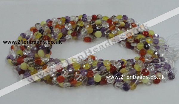 CMQ17 15.5 inches 8mm faceted coin multicolor quartz beads