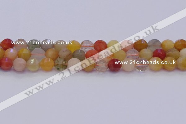 CMQ428 15.5 inches 10mm faceted round natural mixed quartz beads