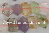 CMQ93 15.5 inches 12*14mm faceted nuggets multicolor quartz beads