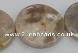 CMS115 15.5 inches 35mm faceted coin moonstone gemstone beads