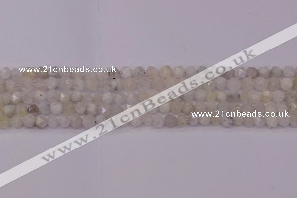CMS1153 15.5 inches 6mm faceted nuggets white moonstone beads