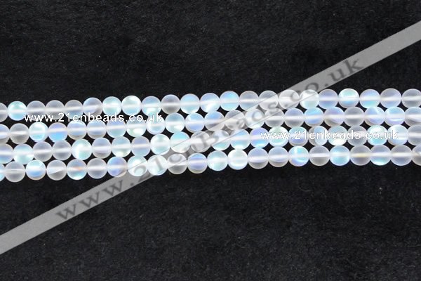 CMS1506 15.5 inches 6mm round matte synthetic moonstone beads