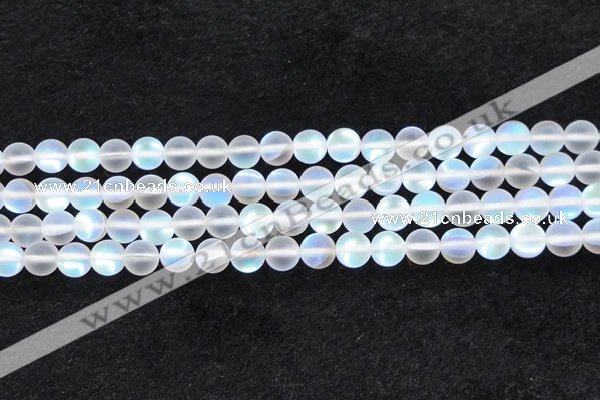 CMS1507 15.5 inches 8mm round matte synthetic moonstone beads