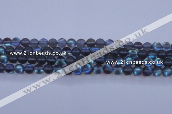 CMS1517 15.5 inches 8mm round matte synthetic moonstone beads