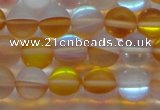 CMS1538 15.5 inches 10mm round matte synthetic moonstone beads