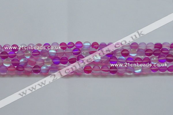 CMS1546 15.5 inches 6mm round matte synthetic moonstone beads
