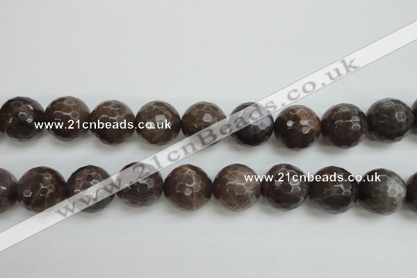 CMS155 15.5 inches 16mm faceted round natural grey moonstone beads