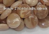 CMS23 15.5 inches 14mm flat round moonstone gemstone beads wholesale
