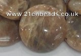 CMS25 15.5 inches 30mm flat round moonstone gemstone beads wholesale