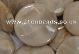 CMS48 15.5 inches 30mm faceted coin moonstone gemstone beads