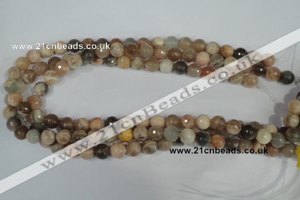 CMS572 15.5 inches 10mm faceted round moonstone beads wholesale