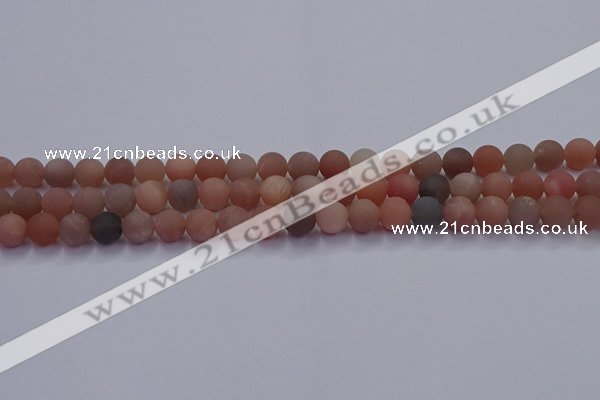 CMS612 15.5 inches 8mm round matte moonstone beads wholesale