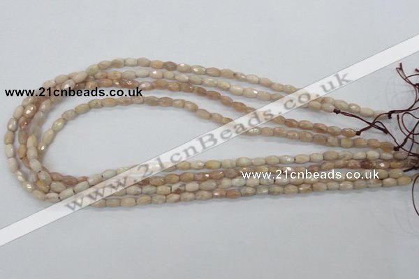 CMS99 15.5 inches 5*7mm faceted rice moonstone gemstone beads