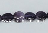 CNA162 15.5 inches 12mm flat round natural amethyst beads wholesale