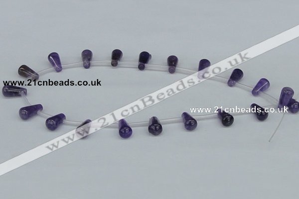 CNA167 15.5 inches 8*15mm teardrop natural amethyst beads wholesale