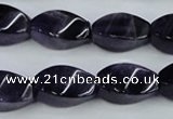 CNA293 15.5 inches 10*20mm twisted rice natural amethyst beads