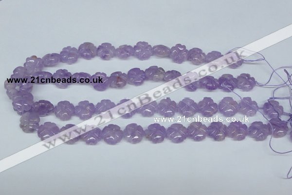 CNA435 15.5 inches 15mm carved flower natural lavender amethyst beads