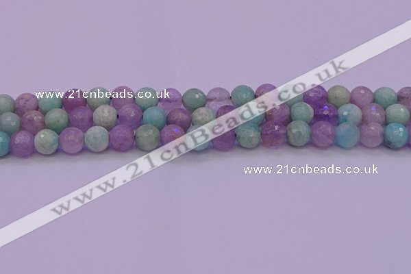 CNA683 15.5 inches 10mm faceted round lavender amethyst & amazonite beads
