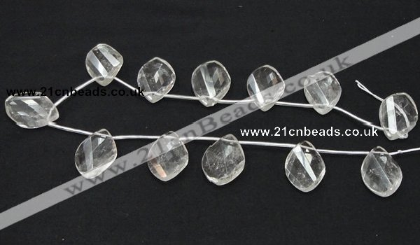 CNC23 20*30mm twisted briolette grade AB natural white crystal beads