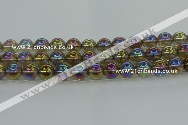 CNC266 15.5 inches 14mm round plated natural white crystal beads