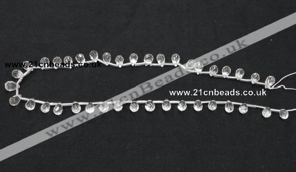CNC32 6*9mm faceted teardrop grade AB natural white crystal beads