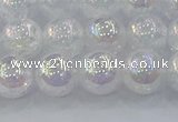 CNC563 15.5 inches 10mm round plated crackle white crystal beads