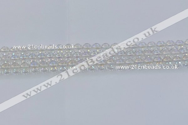 CNC570 15.5 inches 6mm round plated natural white crystal beads