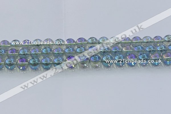 CNC585 15.5 inches 12mm round plated natural white crystal beads