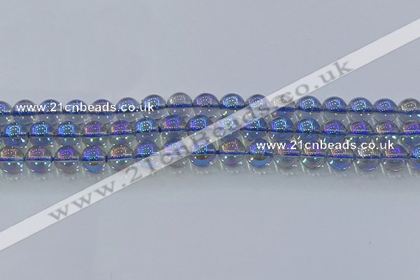CNC590 15.5 inches 10mm round plated natural white crystal beads