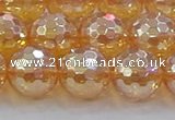 CNC618 15.5 inches 14mm faceted round plated natural white crystal beads