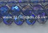 CNC634 15.5 inches 8mm faceted round plated natural white crystal beads