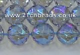 CNC660 15.5 inches 12mm faceted round plated natural white crystal beads