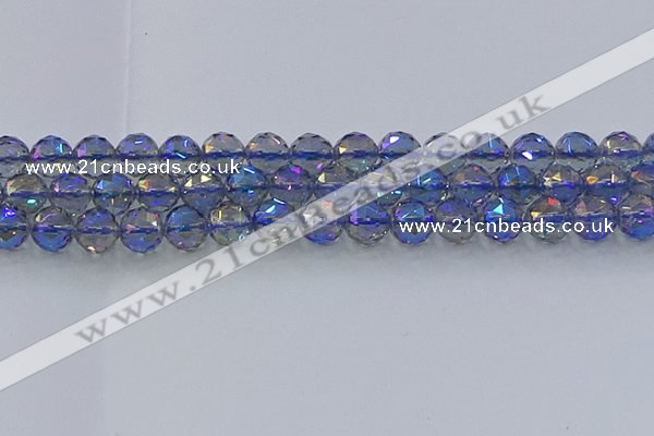 CNC666 15.5 inches 12mm faceted round plated natural white crystal beads