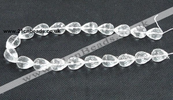 CNC74 8*12mm faceted teardrop grade A natural white crystal beads