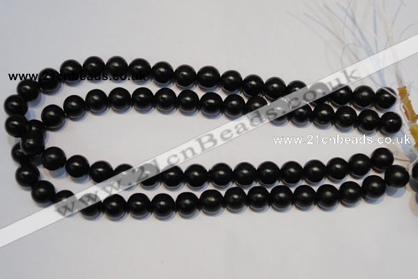 CNE07 15.5 inches 16mm round black stone needle beads wholesale