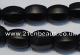 CNE16 15.5 inches 12*16mm drum black stone needle beads wholesale