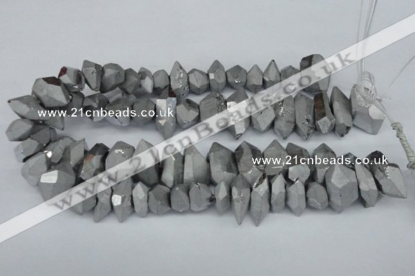 CNG1300 15.5 inches 10*20mm - 15*30mm faceted nuggets plated quartz beads