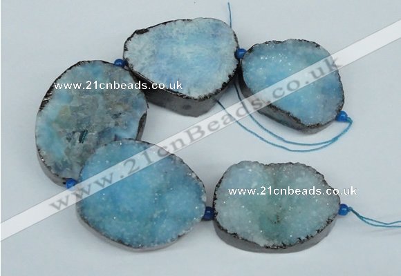 CNG1495 8 inches 30*35mm - 35*45mm freeform agate beads with brass setting