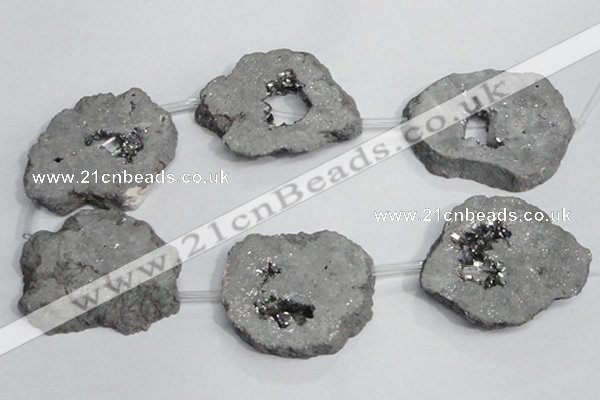 CNG1568 30*40mm - 40*50mm freeform plated druzy agate beads