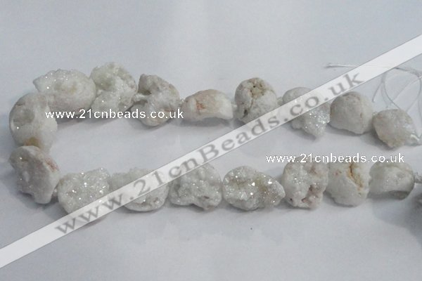 CNG1575 18*25mm - 20*30mm nuggets plated druzy agate beads