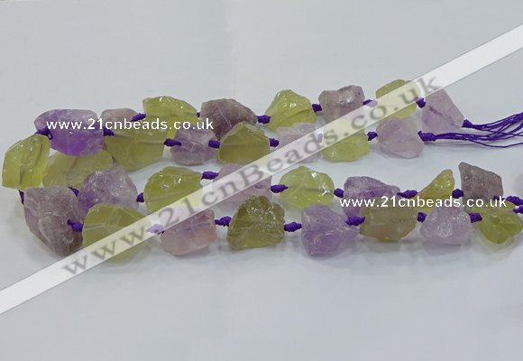 CNG3022 15*20mm - 22*30mm nuggets amethyst & lemon quartz beads