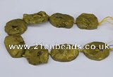 CNG3091 15.5 inches 25*30mm - 35*50mm freeform plated druzy agate beads