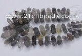 CNG3206 15.5 inches 10*25mm - 12*45mm faceted nuggets cloudy quartz beads