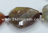 CNG488 20*25mm – 30*42mm twisted & faceted nuggets agate beads