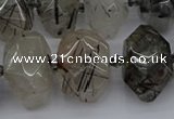 CNG5224 13*18mm - 15*25mm faceted nuggets black rutilated quartz beads