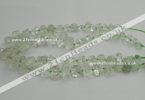 CNG5308 15.5 inches 8*15mm - 15*25mm nuggets green phantom quartz beads
