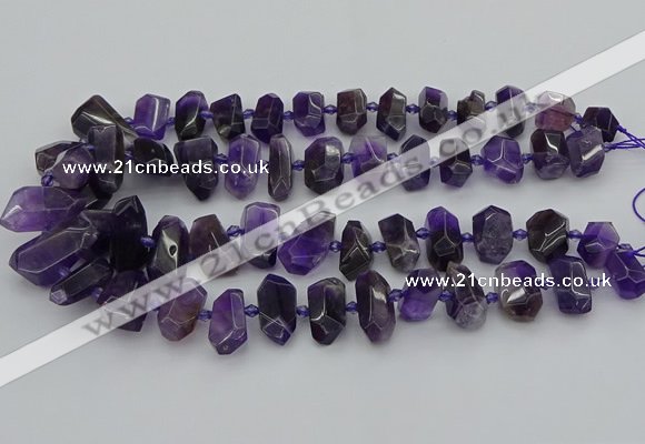 CNG5365 15.5 inches 12*16mm - 15*25mm faceted nuggets amethyst beads