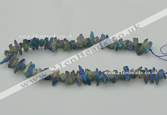 CNG5467 15.5 inches 6*10mm - 8*20mm nuggets plated quartz beads